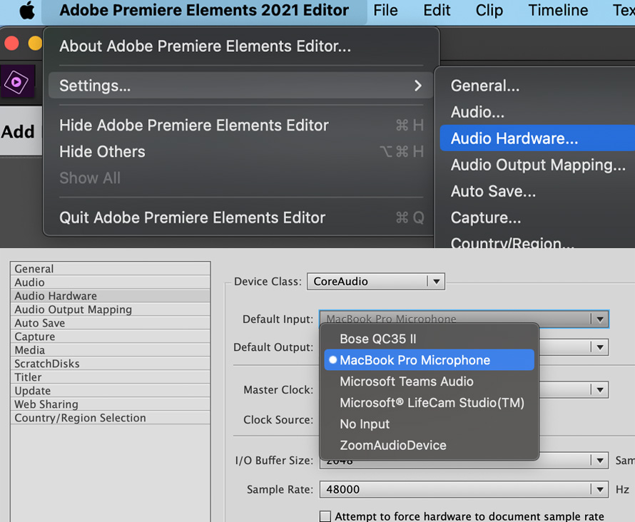 Adobe premier audio fix